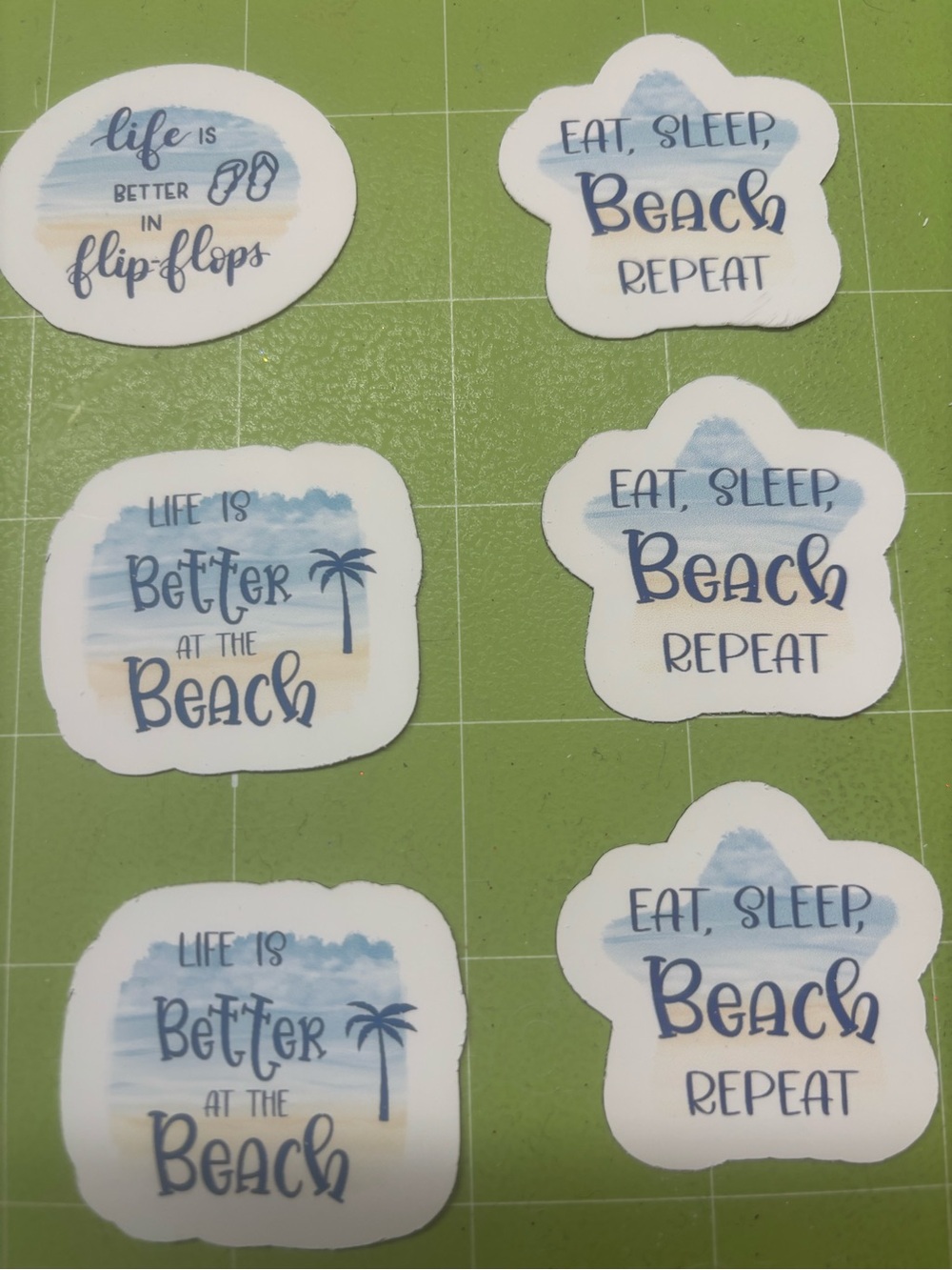 Beach-Themed Vinyl Decals - Blue & WhiteBeach Life Magnets